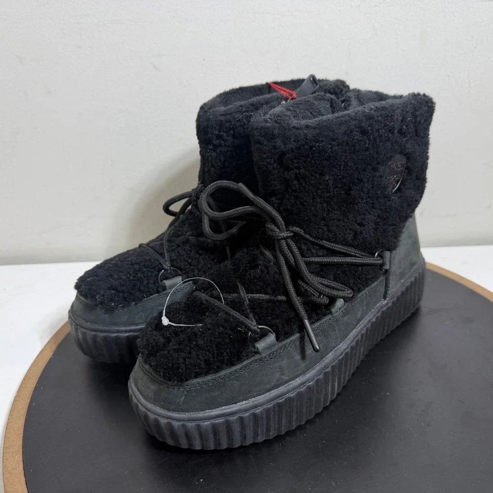 Pajar Canada Snow Boots Women 7‎ Ceria  Shearling Platform Black Waterproof NWT